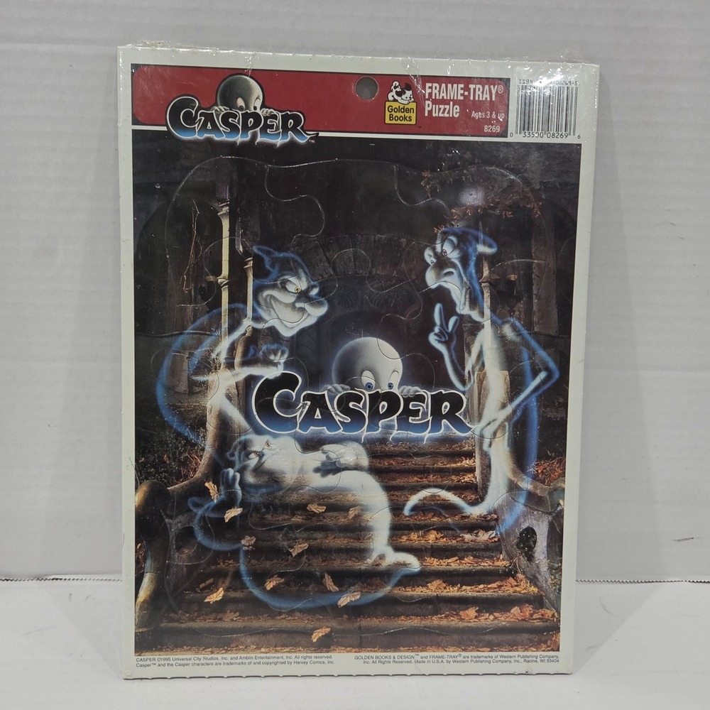 Vintage 1995 Casper Ghostly Trio Golden Books Frame-Tray Puzzle 8269 Sealed